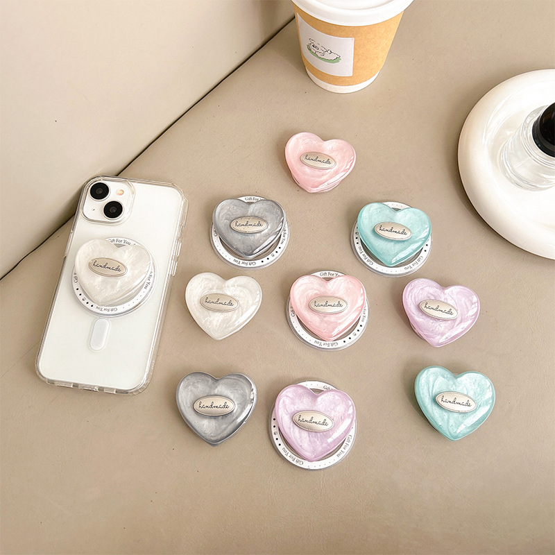 Smart Accessories - Koreanisches INS Bling Muschelmuster Herzhalter Handyhalterung