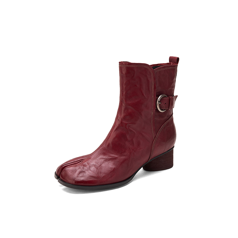Leather Classic Strap - Handgefertigte Tabi-Stiefeletten aus echtem Leder und